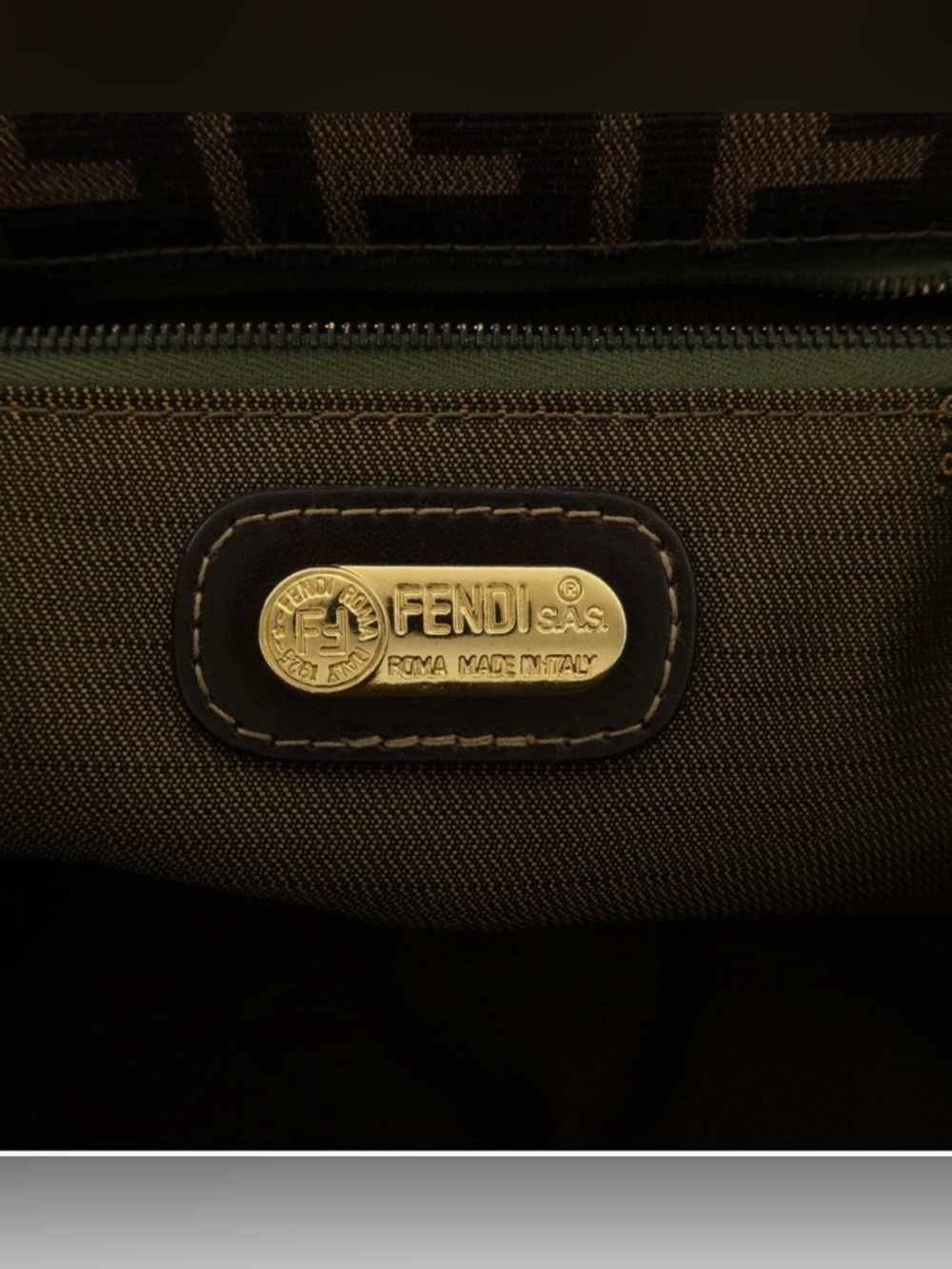 Fendi Zucca Canvas/Leather 2 way Vanity Bag Brown/Black Top Handle COA Dust Bag - Picture 12 of 15